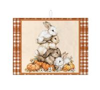 Tappetini scolapiatti a forma di coniglietto per il bancone della cucina, tappetino scolapiatti assorbente con motivo rustico a forma di coniglio, tappetino scolapiatti in microfibra autunnale per la