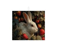 Tappetini scolapiatti a forma di coniglio e fragola per il bancone della cucina, tappetino scolapiatti assorbente con motivo floreale vintage, tappetino scolapiatti in microfibra primaverile per la de