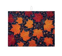 Tappetini scolapiatti a forma di foglia autunnale per il bancone della cucina, tappetino scolapiatti assorbente a forma di foglia arancione e rossa, comodo tappetino in microfibra per asciugare i piat