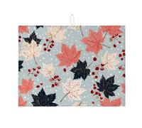 Tappetini scolapiatti a forma di foglia autunnale per il bancone della cucina, tappetino scolapiatti assorbente con motivo floreale vintage, comodo tappetino in microfibra per l'asciugatura del bancon