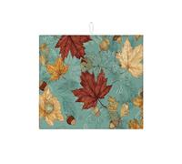 Tappetini scolapiatti a forma di foglia autunnale per il piano di lavoro della cucina, tappetino scolapiatti assorbente a forma di foglia marrone rustico, tappetino scolapiatti in microfibra vintage p