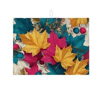 Tappetini scolapiatti a forma di foglia autunnale per la cucina, tappetino scolapiatti assorbente colorato per foglie, tappetino scolapiatti in microfibra per la protezione del bancone della cucina e