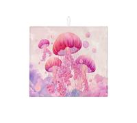 Tappetini scolapiatti a forma di medusa per il bancone della cucina, tappetino scolapiatti assorbente ispirato all'oceano, tappetino estivo in microfibra per l'asciugatura del caffè, protezione per ba