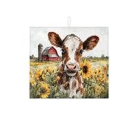 Tappetini scolapiatti a forma di mucca e girasole per il bancone della cucina, tappetino scolapiatti assorbente rustico in stile fattoria, tappetino scolapiatti in microfibra per la decorazione del ba