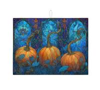 Tappetini scolapiatti a forma di zucca per il bancone della cucina, tappetino scolapiatti assorbente autunnale in vetro colorato, tappetino scolapiatti in microfibra autunnale per il bancone della cuc