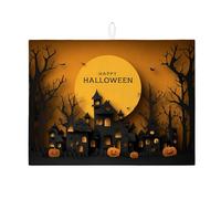 Tappetini scolapiatti a tema Halloween per il bancone della cucina, tappetino scolapiatti assorbente a forma di casa stregata spettrale, tappetino scolapiatti in microfibra festivo per la decorazione