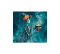 Tappetini scolapiatti assorbenti a forma di scheletro di Halloween per il bancone della cucina, tappetino scolapiatti assorbente a forma di calderone di strega spettrale, tappetino scolapiatti in micr