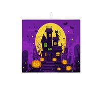 Tappetini scolapiatti assorbenti per Halloween da utilizzare sul bancone della cucina, con motivo di casa stregata e zucca, divertenti tappetini scolapiatti in microfibra da 16x18 pollici
