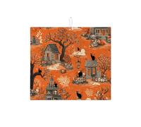 Tappetini scolapiatti assorbenti per Halloween per il bancone della cucina, tappetino scolapiatti a forma di gatto spettrale, tappetino scolapiatti in microfibra vintage con motivo casa stregata per l