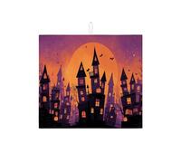 Tappetini scolapiatti assorbenti per Halloween per il bancone della cucina, tappetino scolapiatti assorbente a forma di casa stregata, divertente tappetino in microfibra per l'asciugatura del bancone