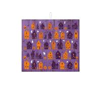 Tappetini scolapiatti assorbenti per Halloween per il bancone della cucina, tappetino scolapiatti assorbente a forma di casa stregata, tappetino scolapiatti rustico in microfibra per la decorazione de