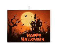 Tappetini scolapiatti assorbenti per Halloween per il bancone della cucina, tappetino scolapiatti assorbente a forma di casa stregata spettrale, tappetino scolapiatti in microfibra autunnale per la de
