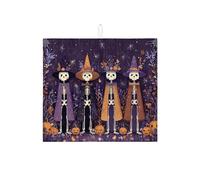 Tappetini scolapiatti assorbenti per la cucina con motivo a scheletro di Halloween, tappetino scolapiatti con motivo a strega viola spettrale, tappetino scolapiatti in microfibra festivo per bar 16x18