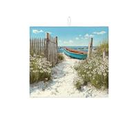 Tappetini scolapiatti Coastal per il bancone della cucina, tappetino scolapiatti assorbente con scena di spiaggia, tappetino estivo in microfibra per l'asciugatura del bancone della cucina, protezione