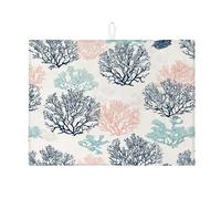 Tappetini scolapiatti color corallo per il bancone della cucina, tappetino scolapiatti assorbente color corallo blu nautico, tappetino scolapiatti in microfibra color costa per la decorazione della ca