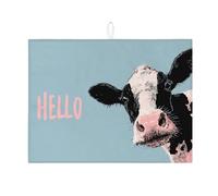 Tappetini scolapiatti con stampa di mucca per il bancone della cucina, graziosi tappetini assorbenti per scolapiatti in stile fattoria, divertenti tappetini in microfibra per l'asciugatura del bancone