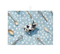 Tappetini scolapiatti con stampa di mucca per il bancone della cucina, tappetino assorbente per scolapiatti a pois bianchi e neri, tappetino scolapiatti in microfibra stile fattoria per bar del caffè