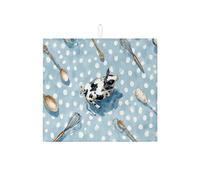 Tappetini scolapiatti con stampa di mucca per il bancone della cucina, tappetino assorbente per scolapiatti a pois bianchi e neri, tappetino scolapiatti in microfibra stile fattoria per bar del caffè