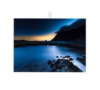 Tappetini scolapiatti da cucina con paesaggi, tramonto e paesaggio notturno, tappetini scolapiatti morbidi, piccoli, 16 x 18 pollici