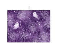 Tappetini scolapiatti fantasma per il bancone della cucina, tappetino scolapiatti assorbente viola Halloween, divertente tappetino scolapiatti in microfibra per la protezione del bancone del caffè del