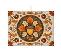 Tappetini scolapiatti ghianda autunnali per il bancone della cucina, tappetino assorbente rustico arancione floreale, comodo tappetino in microfibra per il bancone della cucina, bar, 18x24 pollici
