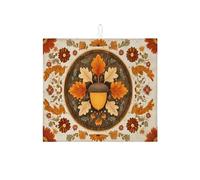 Tappetini scolapiatti ghianda autunnali per il bancone della cucina, tappetino assorbente rustico arancione floreale, comodo tappetino in microfibra per il bancone della cucina, bar, 16x18 pollici