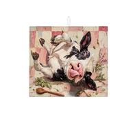 Tappetini scolapiatti giocosi a forma di mucca per il bancone della cucina, tappetino scolapiatti assorbente rustico da fattoria, grazioso tappetino in microfibra per l'asciugatura del bancone della c