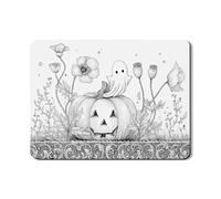 Tappetini scolapiatti in gomma assorbente con motivo a zucca di Halloween e fantasma, per la cucina, motivo floreale bianco e nero vintage, tappetino scolapiatti in pelle PU autunnale, 45,7 x 61 cm