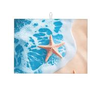 Tappetini scolapiatti in microfibra ultra assorbente a forma di stella marina per piani di lavoro e lavelli, 45,7 x 61 cm