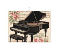 Tappetini scolapiatti in microfibra ultra assorbente per piani di lavoro e lavelli, motivo: note di pianoforte, 45,7 x 61 cm