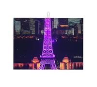 Tappetini scolapiatti in microfibra ultra assorbente per ripiani della cucina, motivo Torre Eiffel viola, 45,7 x 61 cm