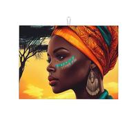 Tappetini scolapiatti in microfibra ultra assorbenti per piani di lavoro e lavelli, motivo: Africa Blakc Women Art, 45,7 x 61 cm