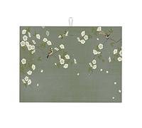 Tappetini scolapiatti in stile cinese per il bancone della cucina, motivo: fiori di ciliegio, fiori di prugno, decorazione da cucina, piccoli 16 x 18 pollici