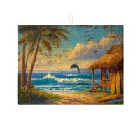 Tappetini scolapiatti tropicali per il bancone della cucina, tappetino scolapiatti assorbente a forma di palma vintage, tappetino scolapiatti in microfibra nautico per il bancone della cucina 18x24 po