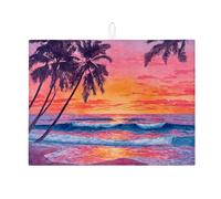 Tappetini scolapiatti tropicali per il bancone della cucina, tappetino scolapiatti assorbente a forma di palma, tappetino estivo in microfibra per l'asciugatura del caffè in cucina, 18x24 pollici