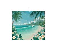 Tappetini scolapiatti tropicali per il bancone della cucina, tappetino scolapiatti assorbente con scena di spiaggia, tappetino estivo in microfibra per l'asciugatura del bancone della cucina, protezio
