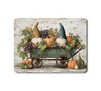 Tappetini scolapiatti vintage con gnomi verdi, tappetino scolapiatti in gomma assorbente con zucca rustica e uva, decorazione autunnale per il bancone della cucina in pelle PU, 18x24 pollici