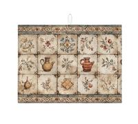 Tappetini scolapiatti vintage da cucina con motivi floreali, tappetino scolapiatti assorbente rustico, tappetino scolapiatti in microfibra stile fattoria per bancone da cucina 18x24 pollici
