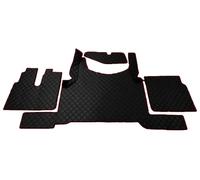 Tappetini trapuntati KRAM-TRUCK Compatibile con MAN TGX dal 2021 automatico, nero con filo rosso, pelle sintetica spugna 1 cm, certificato di igiene, fodere comode