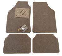 Tappetini Universali Beige Set 4 pz Massima adattabilità, INODORE, con bottone universale + vite, in velluto con battitacco