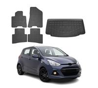 Tappetini & Vasca Baule Set per Hyundai i10 Hatchback 2013-2019 Gomma 5X