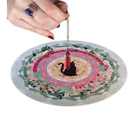 Tappetino a pendolo per divinazione, tappetino a pendolo - Blocco messaggi metafisico - 8,5 pollici rotondo tetti pendolari con gatto nero per messaggio di divinazione metafisica, diagramma a pendolo
