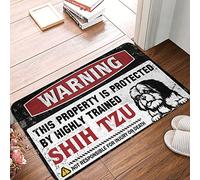 Tappetino accogliente avvertimento Questa proprietà è protetta da uno Shih Tzu altamente qualificato | Anti-fatica antiscivolo per tappeto, perfetto per bagno, casa, ufficio, asilo nido (40 x 60 cm)