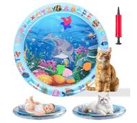 Tappetino Acqua Sensoriale Gonfiabile per Gatti, Ispessito con Raffreddamento Motivo Oceano Delfino Pesci Tappeto Acqua Gatto per Gatti, Cani e Neonati Gioco Interattivo Estivo