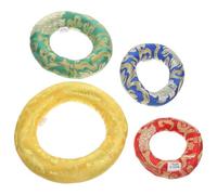 Tappetino ad Anello per Ciotola Sonora Buddhista, 4 Pezzi | Cotone, Ricamo e Motivo Nuvola, Stile Cinese Elegante, per Ciotola Sonora e Pratica Meditativa Colore Casuale