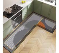 Tappetino angolare per lavello da cucina - Motivi geometrici fango di diatomee antiscivolo impermeabile anti-olio tappetino lungo per pavimento, facile da pulire assorbente a forma di L, tappeto da