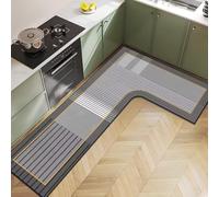 Tappetino angolare per lavello da cucina - Motivi geometrici in fango di diatomea antiscivolo impermeabile anti-olio tappetino lungo per pavimento, facile da pulire assorbente tappeto da cucina a