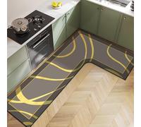 Tappetino angolare per lavello da cucina, motivo geometrico, antiscivolo, impermeabile, anti-olio, lungo, facile da pulire, assorbente, a forma di L, tappeto da cucina per bagno, lavanderia (19, 100 x