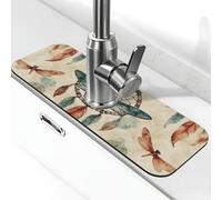 Tappetino antigoccia per lavello con piume di libellula, tappetino antigoccia per rubinetto della cucina, tappetino per asciugare il rubinetto (38,1 x 14 cm)