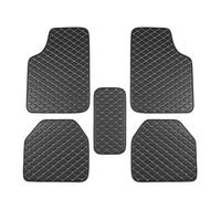 Tappetino antiscivolo 5 pezzi tappetini auto in pelle PU impermeabile auto poggiapiedi protezione pastiglie moda universale Tappetini Auto tappetini auto gomma(Black Beige-5pcs)
